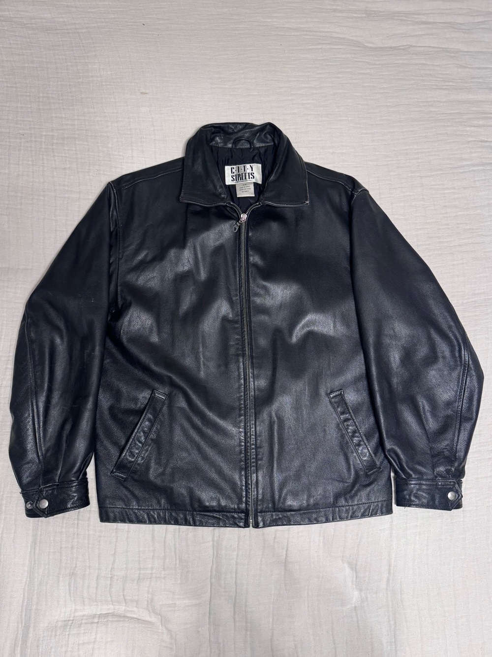 Vintage 90s City Streets Genuine Leather Jacket Black Men’s M Bomber